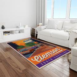 NCAA Clemson Tigers College Sport Basketball And Foolball Team Logo Rectangle Area Rug CT63