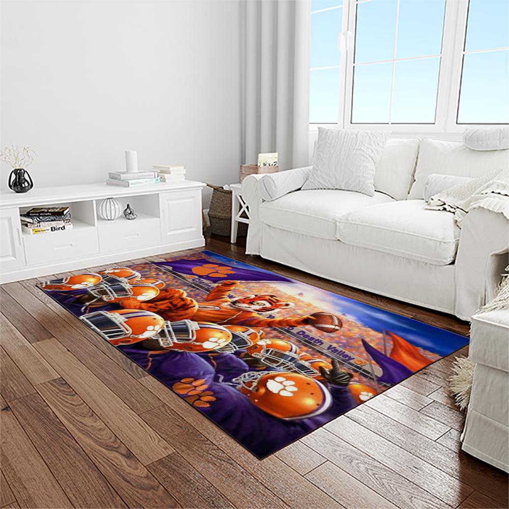NCAA Clemson Tigers College Sport Basketball And Foolball Team Logo Rectangle Area Rug CT66