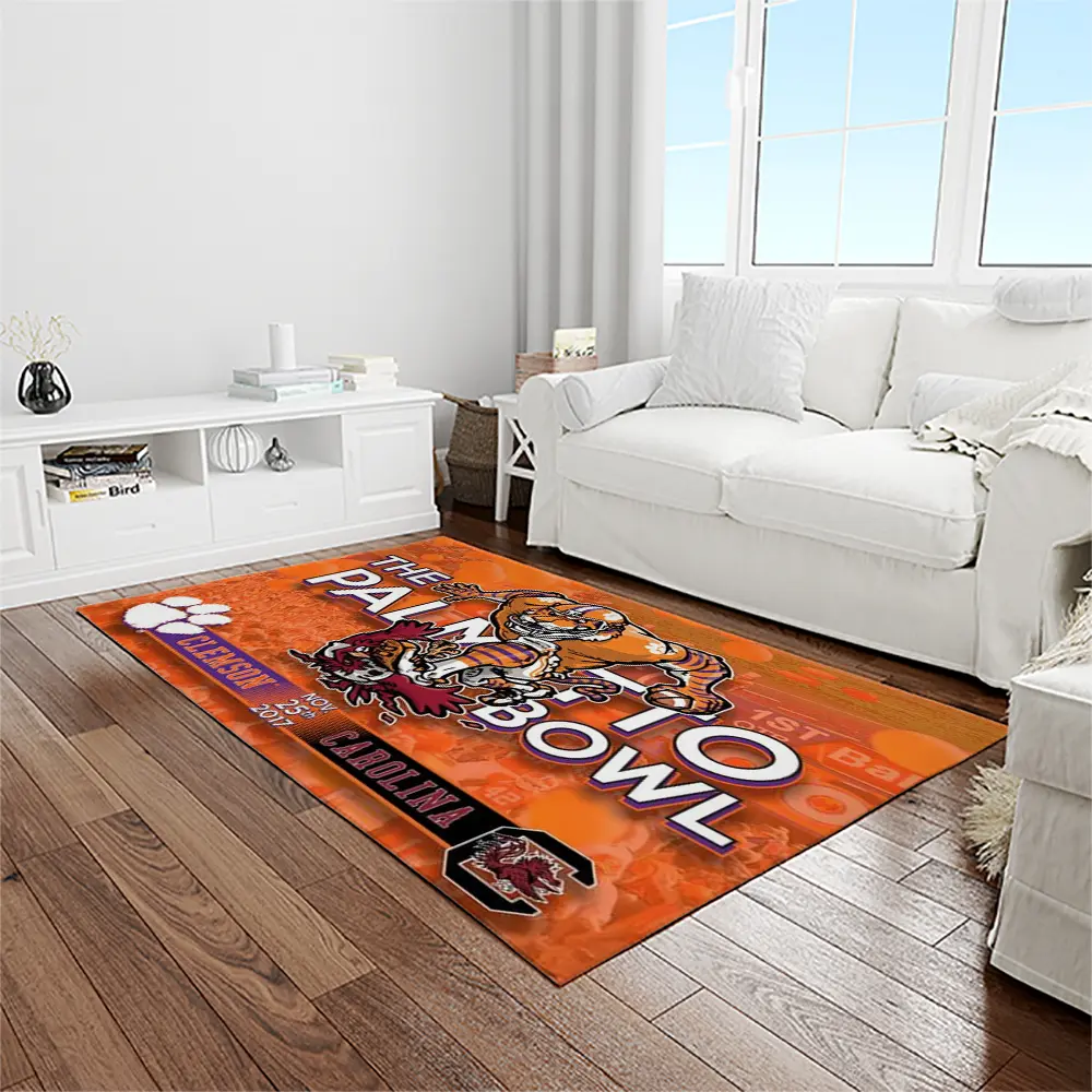 NCAA Clemson Tigers College Sport Basketball And Foolball Team Logo Rectangle Area Rug CT67