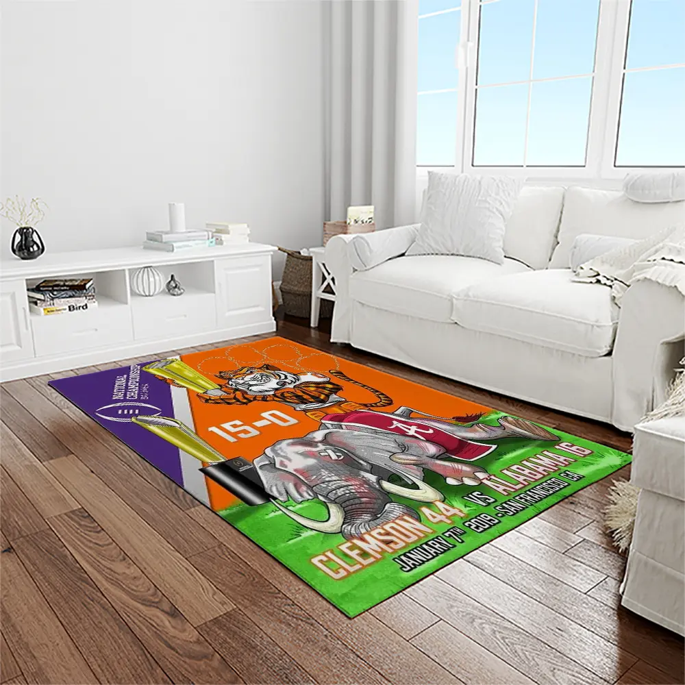 NCAA Clemson Tigers College Sport Basketball And Foolball Team Logo Rectangle Area Rug CT72