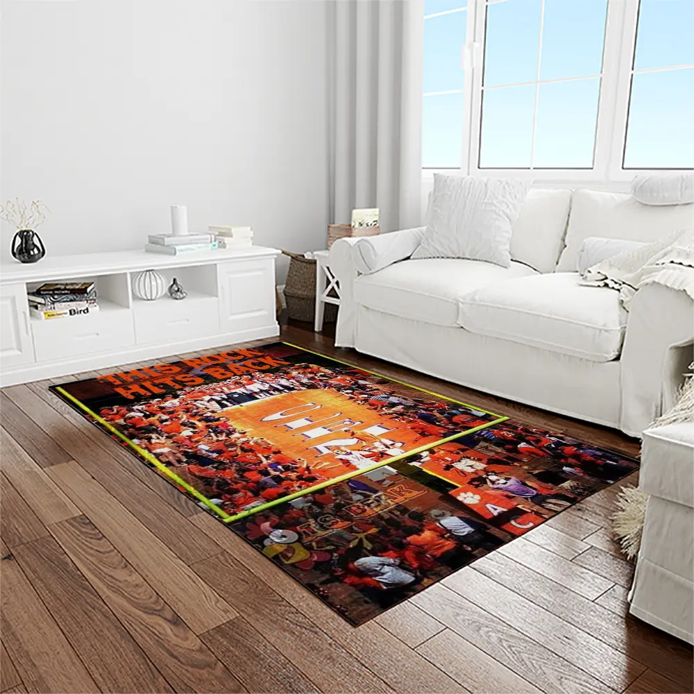 NCAA Clemson Tigers College Sport Basketball And Foolball Team Logo Rectangle Area Rug CT74
