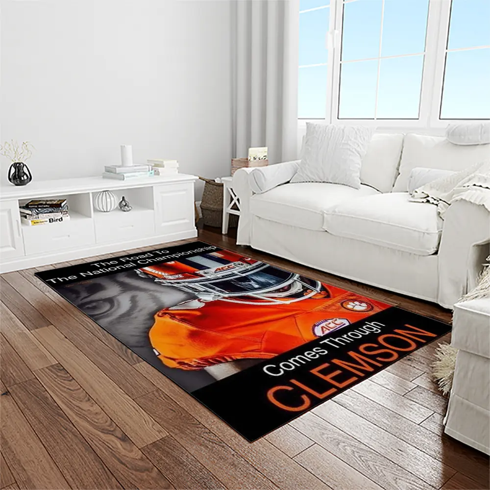 NCAA Clemson Tigers College Sport Basketball And Foolball Team Logo Rectangle Area Rug CT76