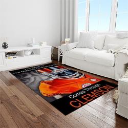 NCAA Clemson Tigers College Sport Basketball And Foolball Team Logo Rectangle Area Rug CT76