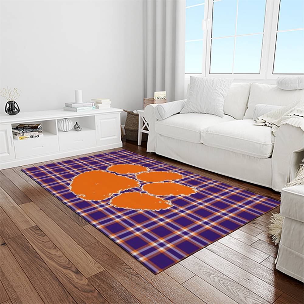 NCAA Clemson Tigers College Sport Basketball And Foolball Team Logo Rectangle Area Rug CT86
