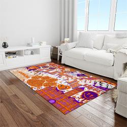 NCAA Clemson Tigers College Sport Basketball And Foolball Team Logo Rectangle Area Rug CT88