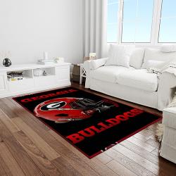 NCAA Georgia Bulldogs College Sport Basketball And Foolball Team Logo Rectangle Area Rug GBS03
