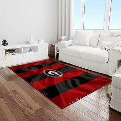 NCAA Georgia Bulldogs College Sport Basketball And Foolball Team Logo Rectangle Area Rug GBS16