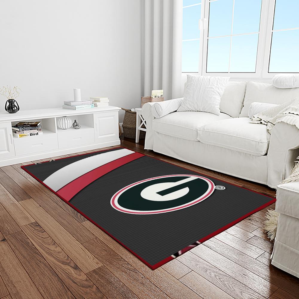 NCAA Georgia Bulldogs College Sport Basketball And Foolball Team Logo Rectangle Area Rug GBS31
