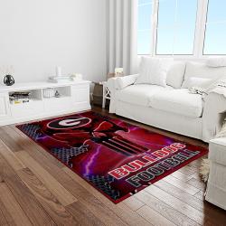 NCAA Georgia Bulldogs College Sport Basketball And Foolball Team Logo Rectangle Area Rug GBS42