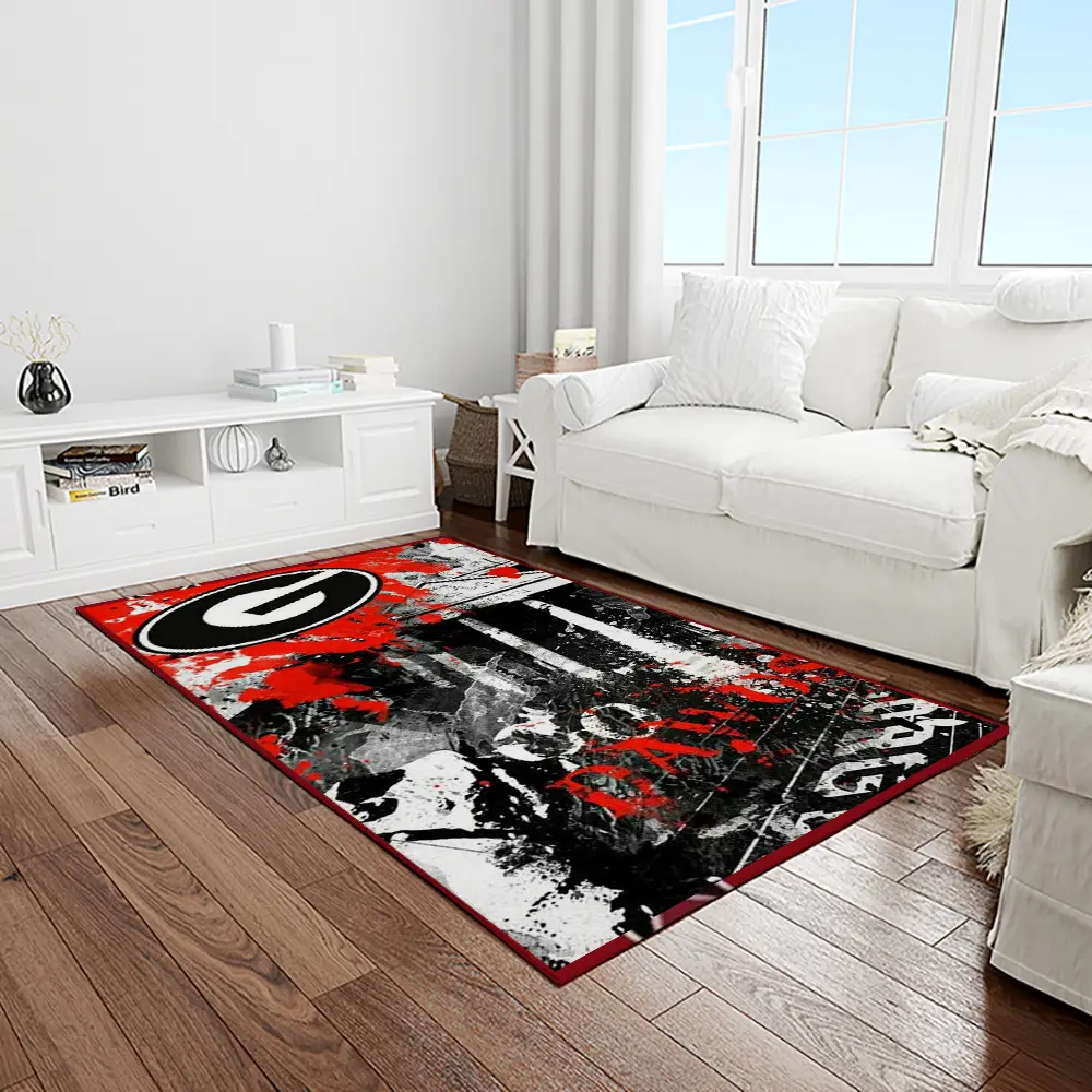 NCAA Georgia Bulldogs College Sport Basketball And Foolball Team Logo Rectangle Area Rug GBS46
