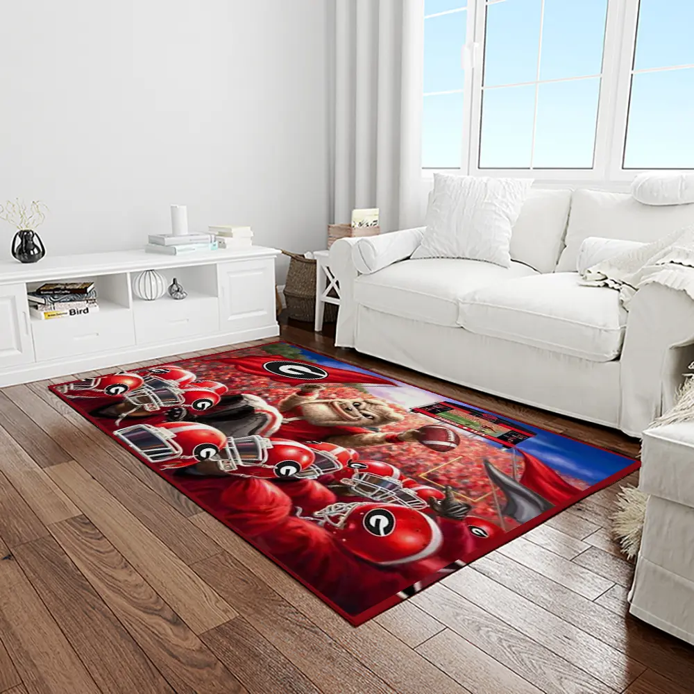 NCAA Georgia Bulldogs College Sport Basketball And Foolball Team Logo Rectangle Area Rug GBS55