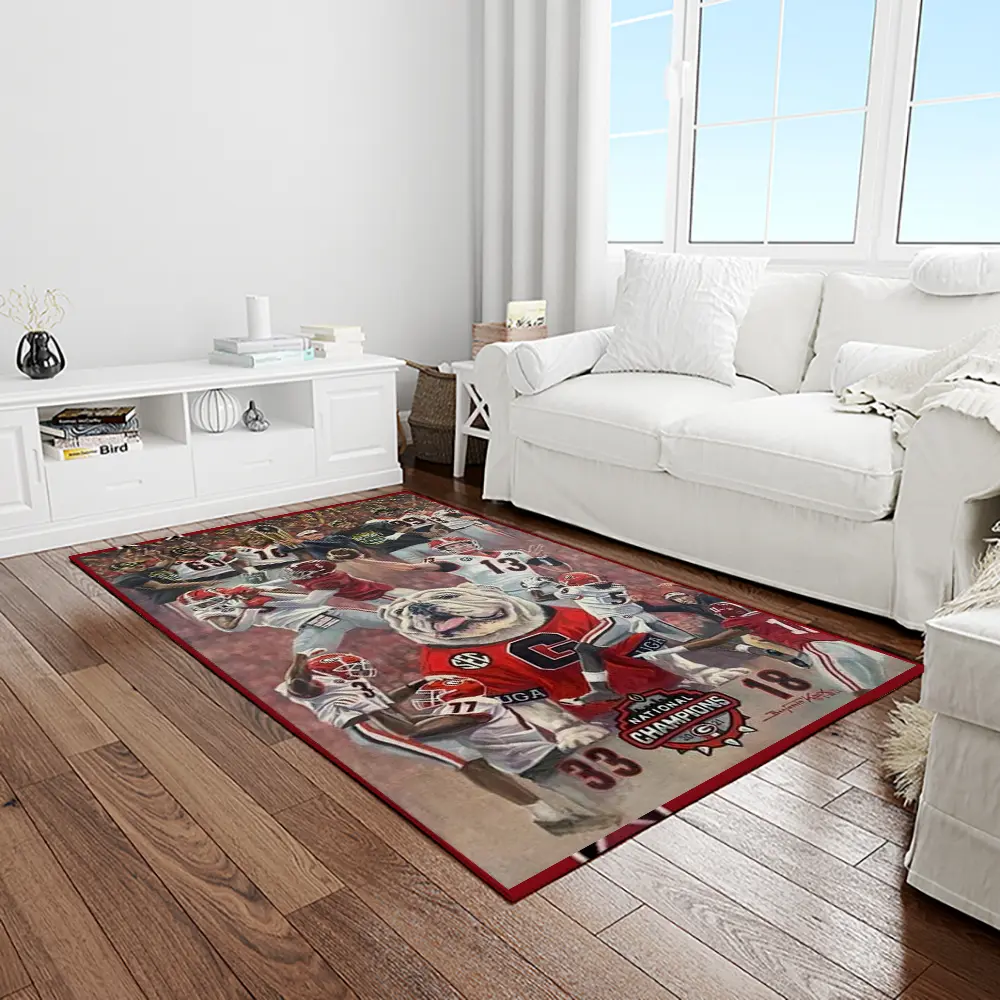 NCAA Georgia Bulldogs College Sport Basketball And Foolball Team Logo Rectangle Area Rug GBS58