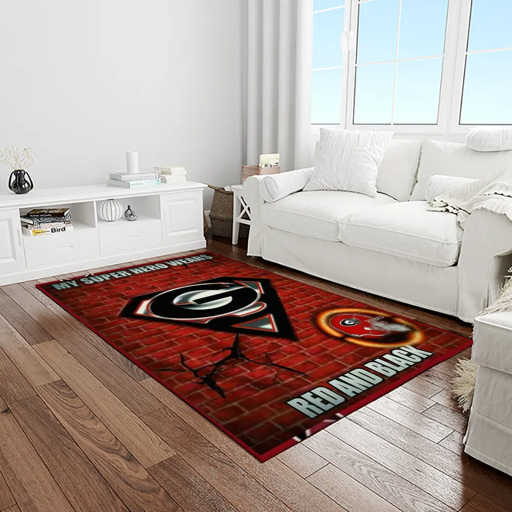 NCAA Georgia Bulldogs College Sport Basketball And Foolball Team Logo Rectangle Area Rug GBS62