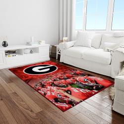 NCAA Georgia Bulldogs College Sport Basketball And Foolball Team Logo Rectangle Area Rug GBS67