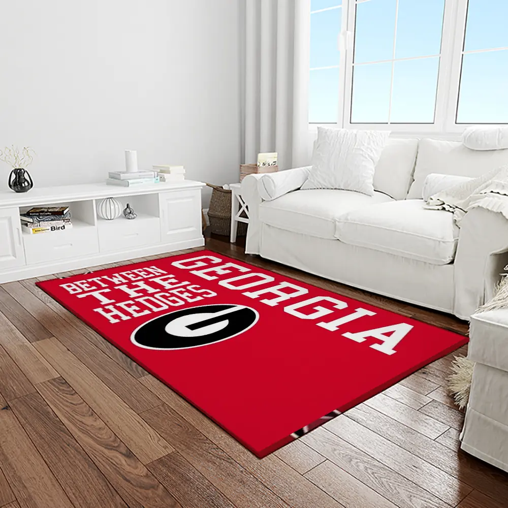 NCAA Georgia Bulldogs College Sport Basketball And Foolball Team Logo Rectangle Area Rug GBS69