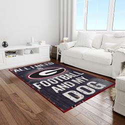NCAA Georgia Bulldogs College Sport Basketball And Foolball Team Logo Rectangle Area Rug GBS74