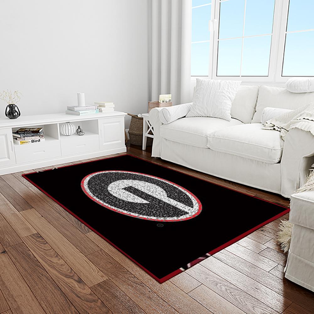 NCAA Georgia Bulldogs College Sport Basketball And Foolball Team Logo Rectangle Area Rug GBS81