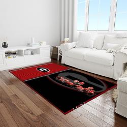 NCAA Georgia Bulldogs College Sport Basketball And Foolball Team Logo Rectangle Area Rug GBS83