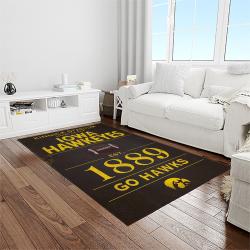 NCAA Iowa Hawkeyes College Sport Basketball And Foolball Team Logo Rectangle Area Rug IWH03