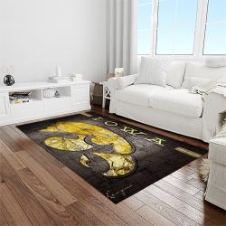 NCAA Iowa Hawkeyes College Sport Basketball And Foolball Team Logo Rectangle Area Rug IWH07