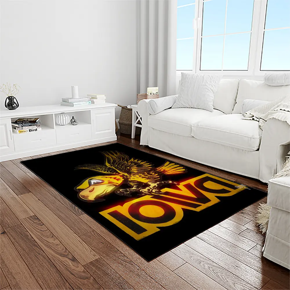 NCAA Iowa Hawkeyes College Sport Basketball And Foolball Team Logo Rectangle Area Rug IWH08