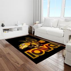 NCAA Iowa Hawkeyes College Sport Basketball And Foolball Team Logo Rectangle Area Rug IWH08