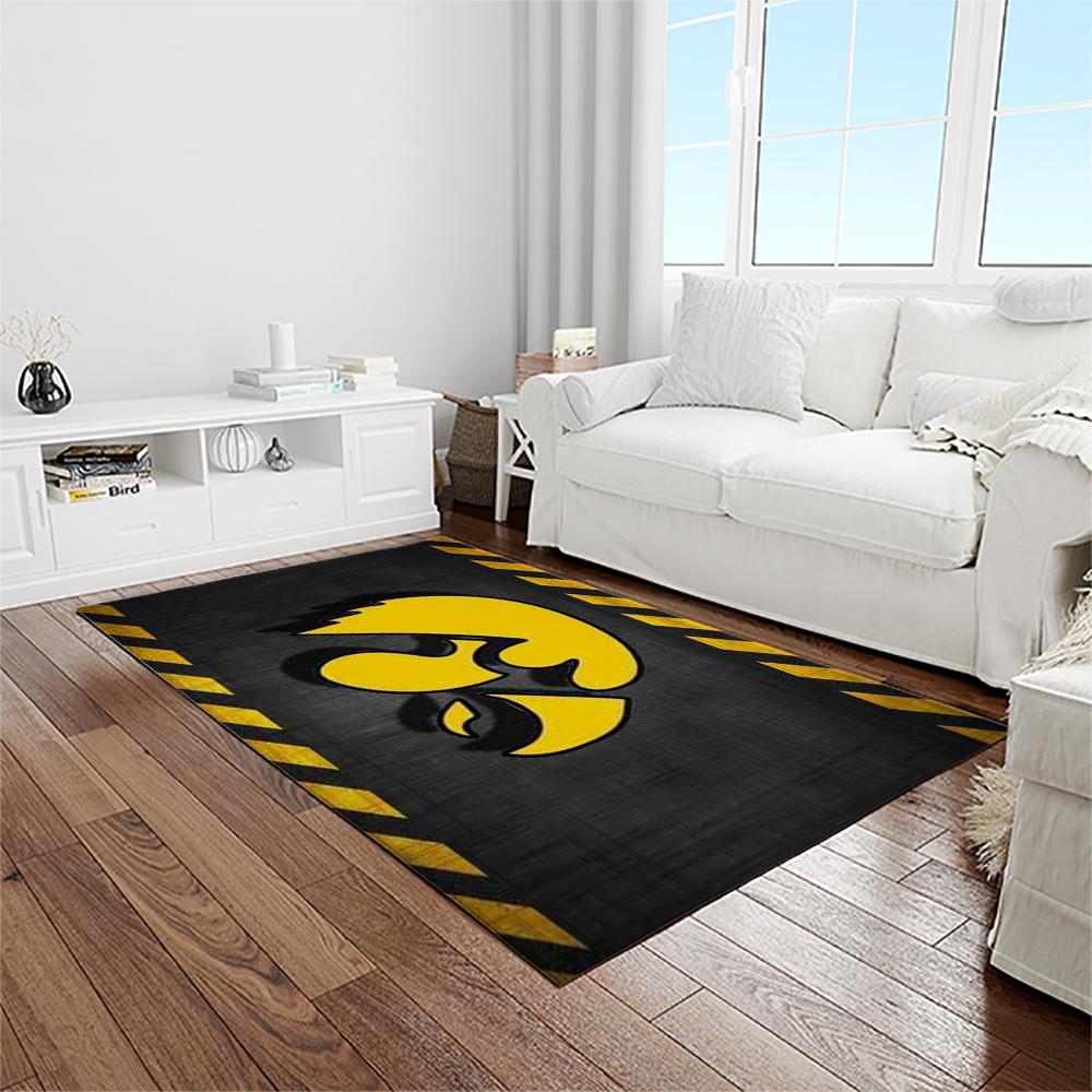 NCAA Iowa Hawkeyes College Sport Basketball And Foolball Team Logo Rectangle Area Rug IWH13