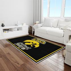 NCAA Iowa Hawkeyes College Sport Basketball And Foolball Team Logo Rectangle Area Rug IWH17