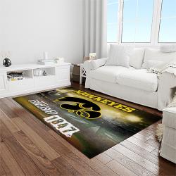 NCAA Iowa Hawkeyes College Sport Basketball And Foolball Team Logo Rectangle Area Rug IWH19