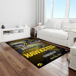 NCAA Iowa Hawkeyes College Sport Basketball And Foolball Team Logo Rectangle Area Rug IWH21