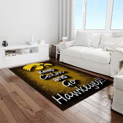 NCAA Iowa Hawkeyes College Sport Basketball And Foolball Team Logo Rectangle Area Rug IWH24