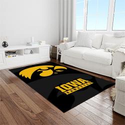NCAA Iowa Hawkeyes College Sport Basketball And Foolball Team Logo Rectangle Area Rug IWH25