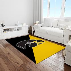 NCAA Iowa Hawkeyes College Sport Basketball And Foolball Team Logo Rectangle Area Rug IWH28
