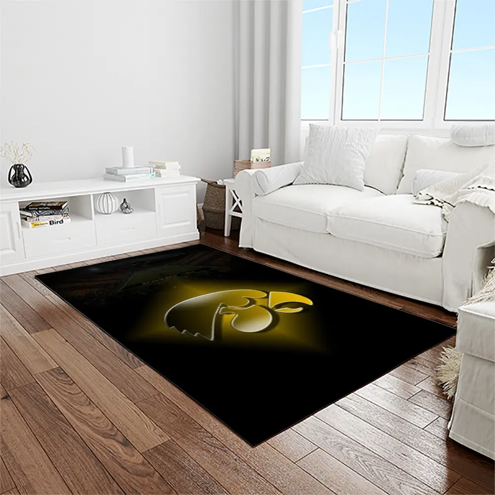 NCAA Iowa Hawkeyes College Sport Basketball And Foolball Team Logo Rectangle Area Rug IWH33