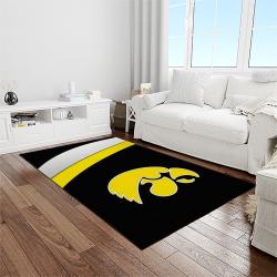NCAA Iowa Hawkeyes College Sport Basketball And Foolball Team Logo Rectangle Area Rug IWH41