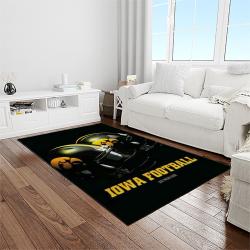NCAA Iowa Hawkeyes College Sport Basketball And Foolball Team Logo Rectangle Area Rug IWH48