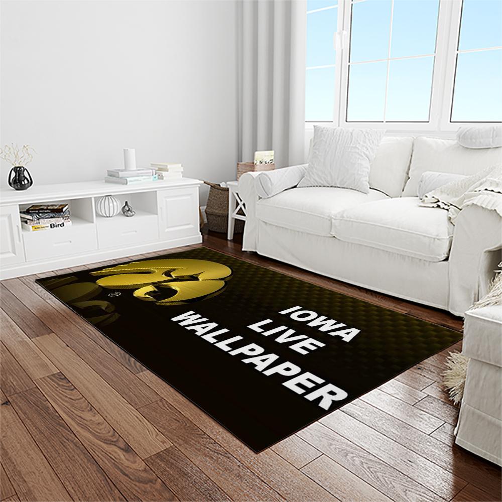NCAA Iowa Hawkeyes College Sport Basketball And Foolball Team Logo Rectangle Area Rug IWH51