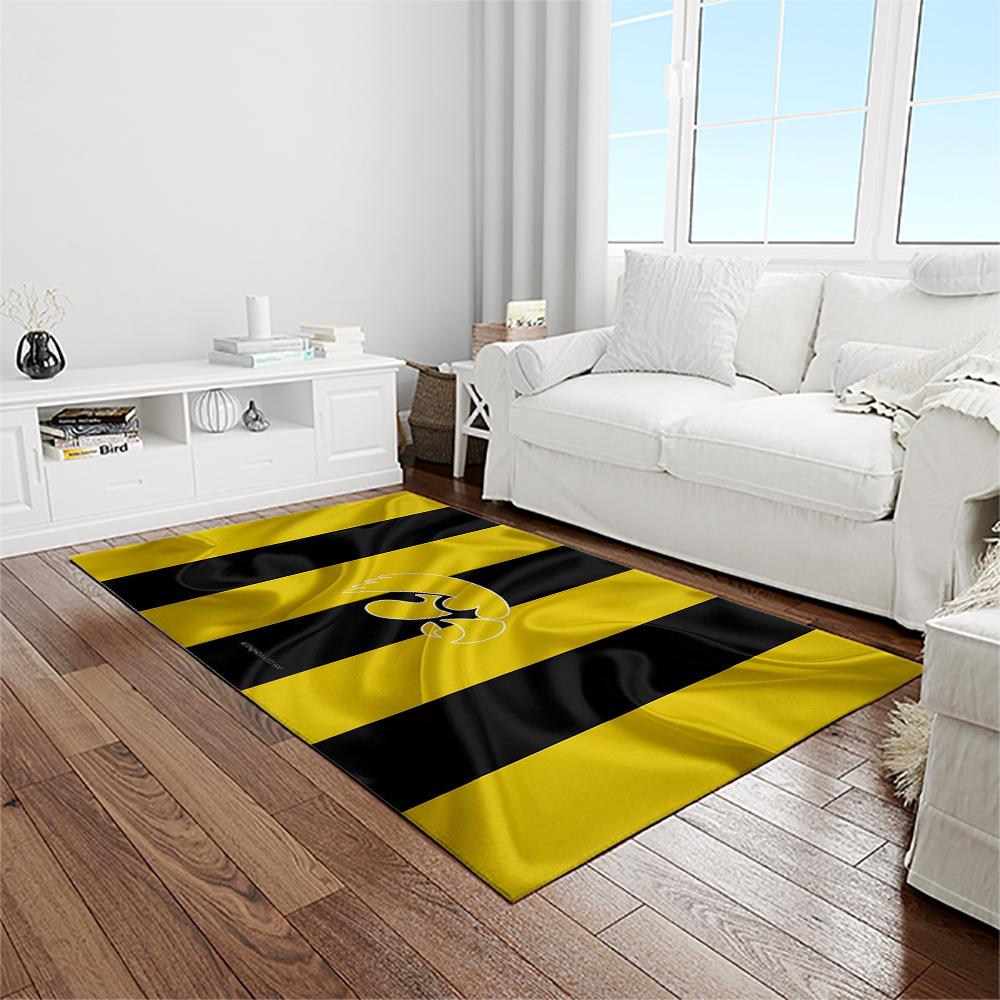 NCAA Iowa Hawkeyes College Sport Basketball And Foolball Team Logo Rectangle Area Rug IWH63