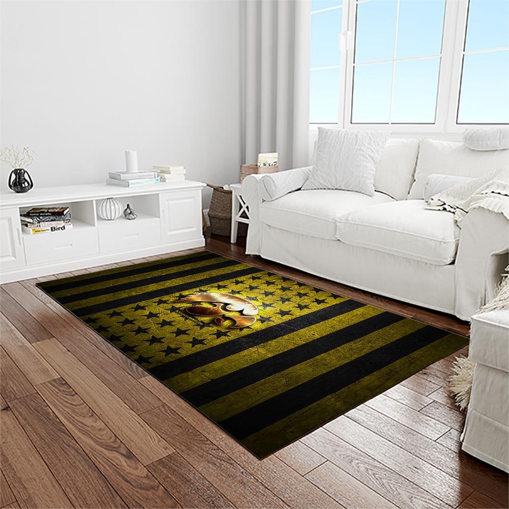 NCAA Iowa Hawkeyes College Sport Basketball And Foolball Team Logo Rectangle Area Rug IWH64