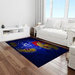 NCAA Kansas Jayhawks Basketball Team Logo Rectangle Area Rug KJ01