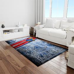 NCAA Kansas Jayhawks Basketball Team Logo Rectangle Area Rug KJ02