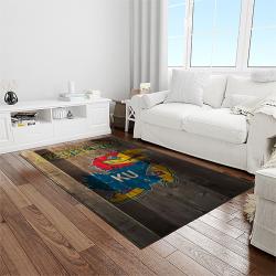 NCAA Kansas Jayhawks Basketball Team Logo Rectangle Area Rug KJ19