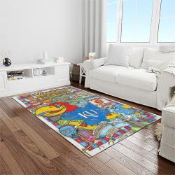 NCAA Kansas Jayhawks Basketball Team Logo Rectangle Area Rug KJ28