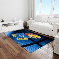 NCAA Kansas Jayhawks Basketball Team Logo Rectangle Area Rug KJ32