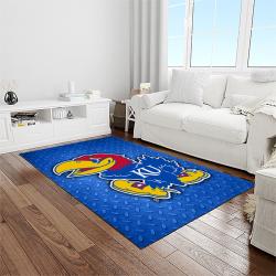 NCAA Kansas Jayhawks Basketball Team Logo Rectangle Area Rug KJ35