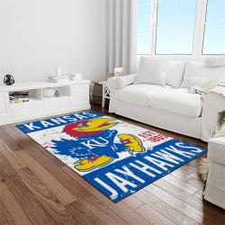 NCAA Kansas Jayhawks Basketball Team Logo Rectangle Area Rug KJ38