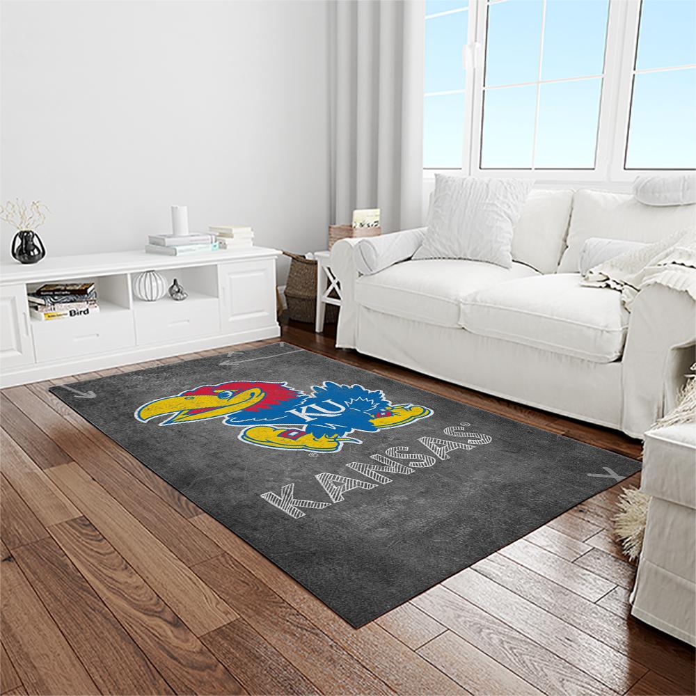 NCAA Kansas Jayhawks Basketball Team Logo Rectangle Area Rug KJ42