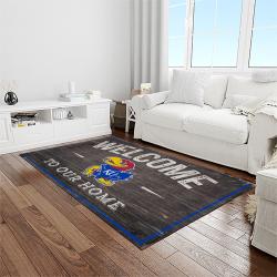 NCAA Kansas Jayhawks Basketball Team Logo Rectangle Area Rug KJ43