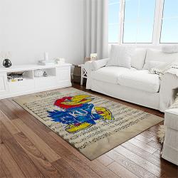 NCAA Kansas Jayhawks Basketball Team Logo Rectangle Area Rug KJ48