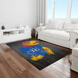 NCAA Kansas Jayhawks Basketball Team Logo Rectangle Area Rug KJ50